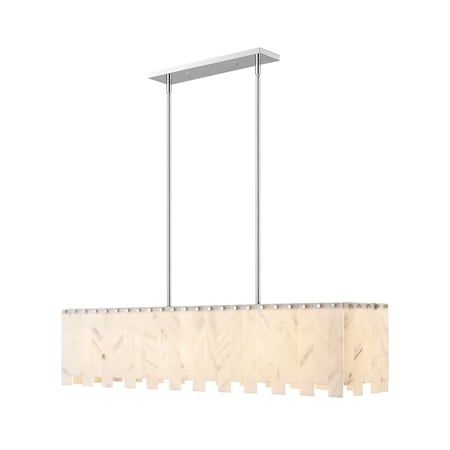 Z-Lite Viviana Linear Chandelier, 7-Light, 11.5 In.W x 49 In.L x 11.5 In.H, Polished Nickel/Alabaster 345-49L-PN